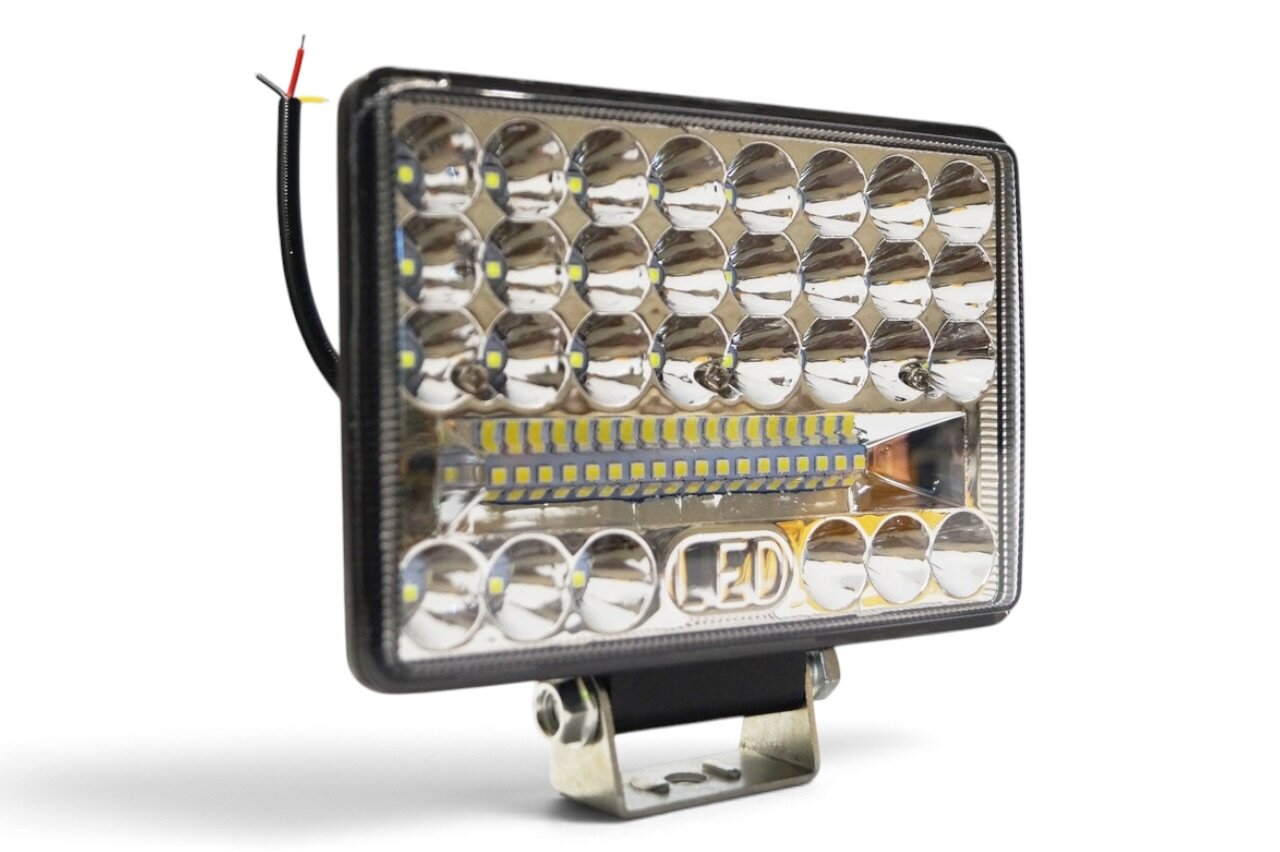 Фара LED прямокутна 144W 6000K (48 діодів) (15см х 11см х 3см) (ближній + дальній)