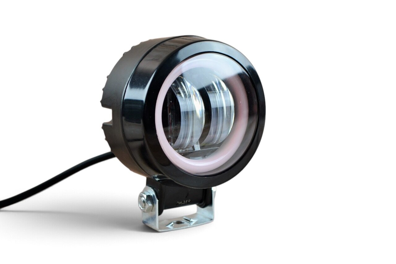 LED фара 20Вт (20RB) кругла з Синім ангельським оком з чіткою світлотіньовою межею (4057)