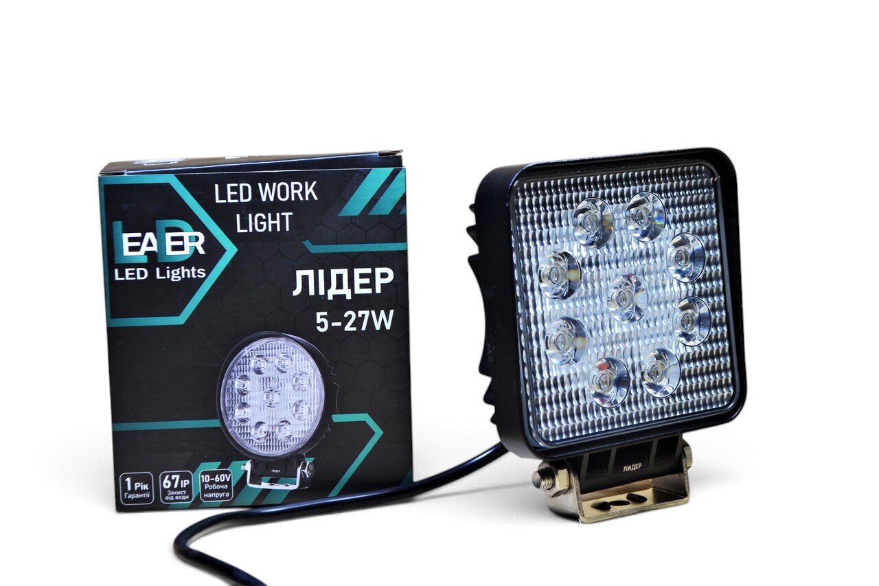 Світлодіодна LED фара робоча 27W/60° 27Вт,(3Вт*9ламп) Широкий промінь NEW LEADER