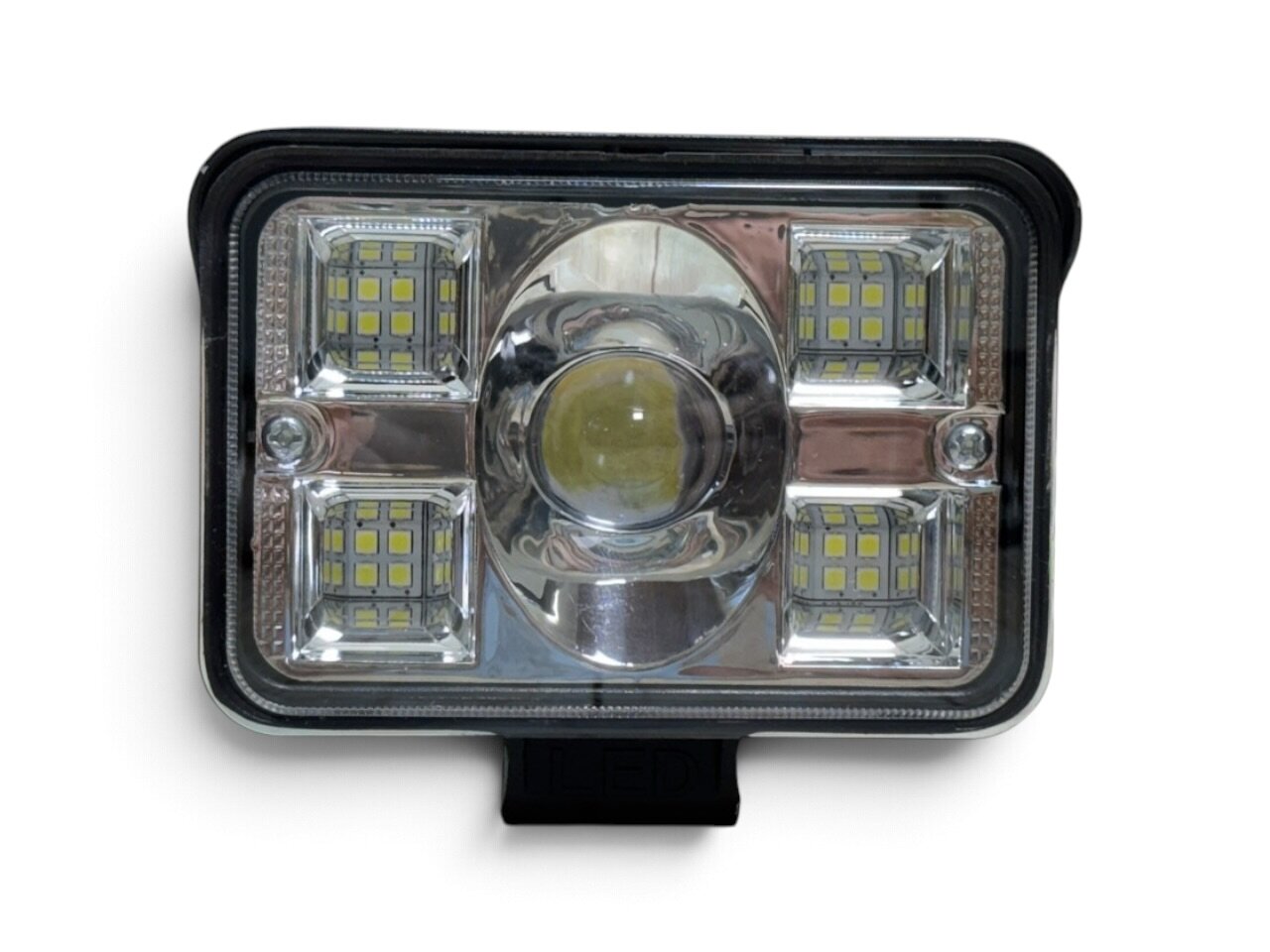 Фара LED прямокутна 58W 6000K-3000К (18 діодів) (11,5 см х 8 см х 5 см) (ближній + дальній)
