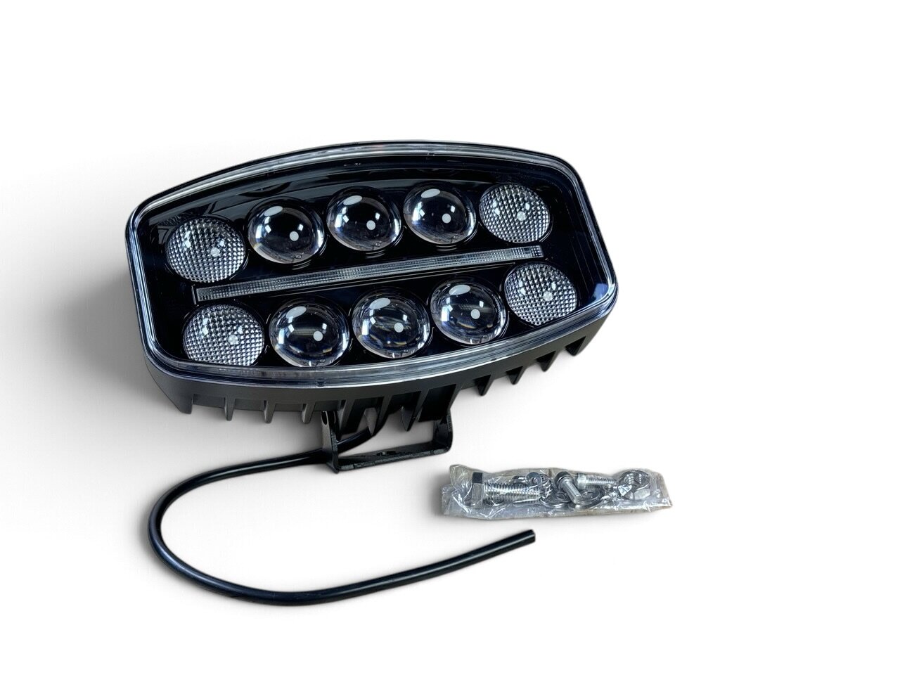LED фара дальнього світла 75Вт з жовтим габаритом (10C01)