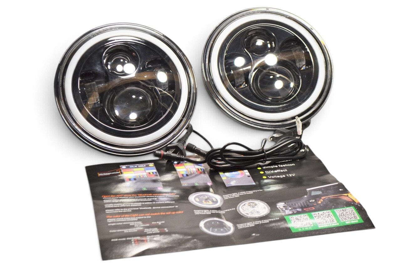 Світлодіодна LED-фара з Bluetooth керуванням75 Вт Нива, УАЗ, ВАЗ 2101, 2121, FJ Cruiser, мото, 7 дюйма