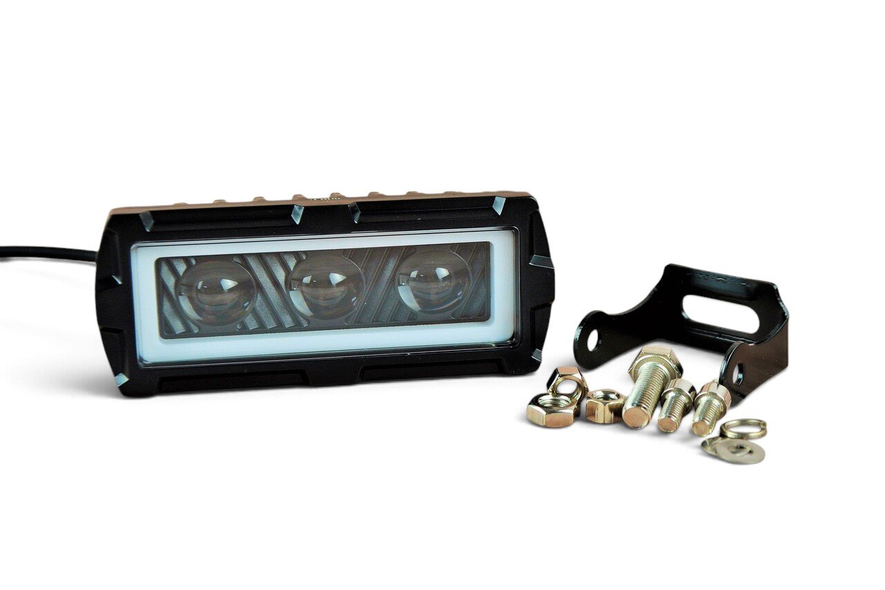 LED фара 30вт Білий + жовте світло та ходовий вогонь, Широкий промінь, з чіткою світлотіньовою межею