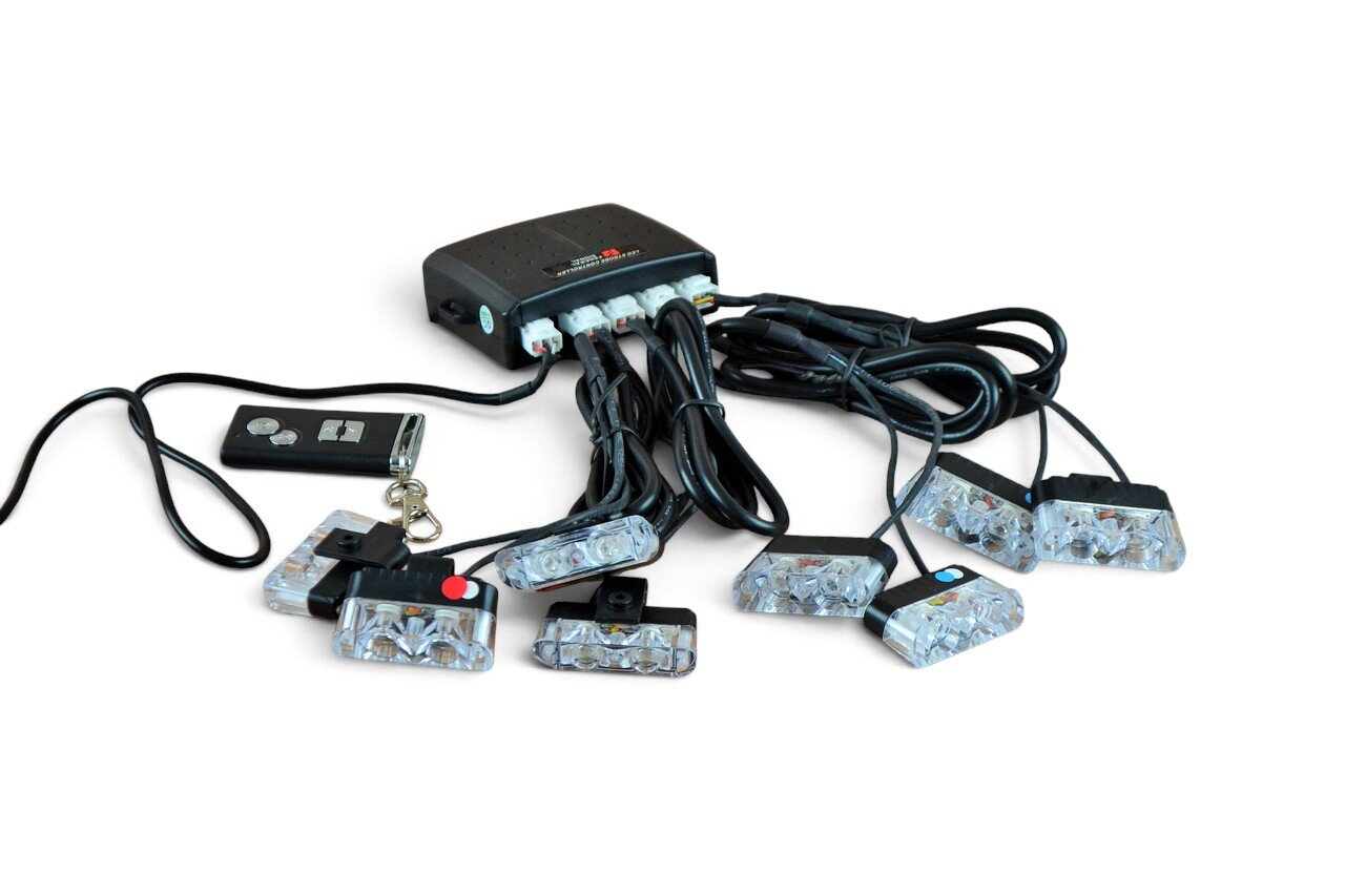 Стробоскоп LED з пультом 9202 6 NEW (білий + червоно-синій стробоскоп)