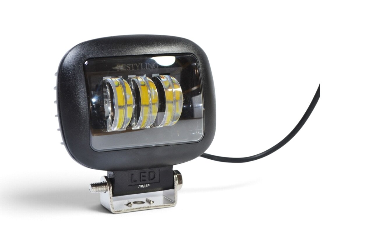 LED фара 45Вт Квадратна (Black)Два режими, (Білий + Жовтий) з чіткою світлотіньовою межею з ДХО