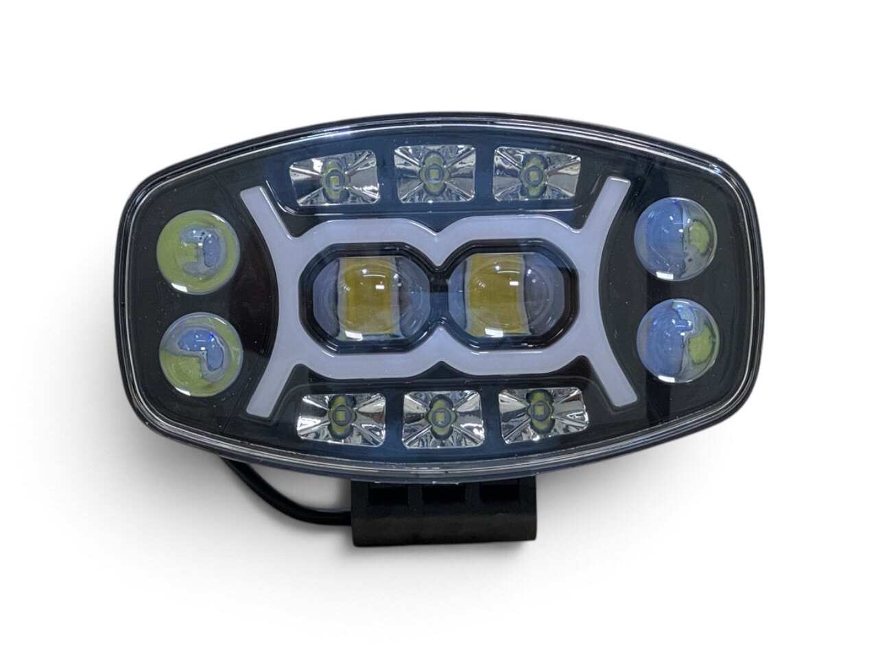 Світлодіодна LED фара 75W (овал) Біле + Жовте світло + Жовтий габарит (240×80×55 мм)
