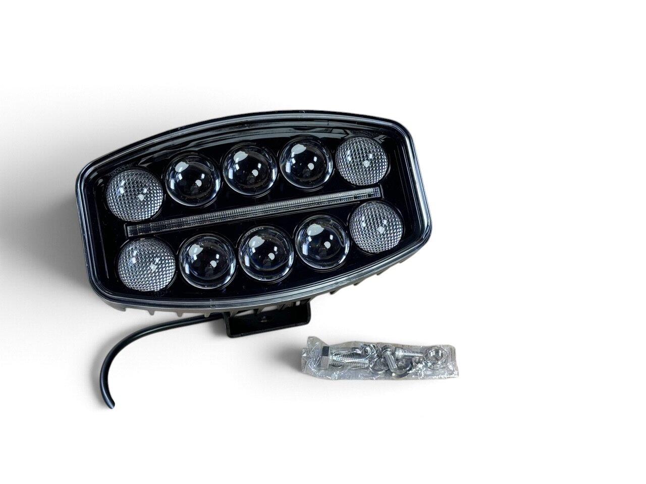 LED фара дальнього світла 75Вт з жовтим габаритом (10C01)