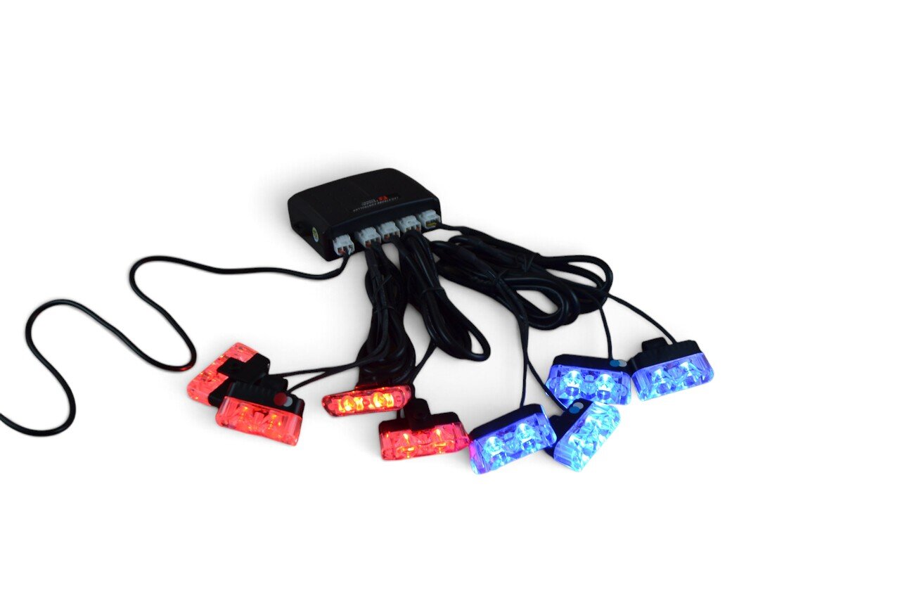Стробоскоп LED з пультом 9202 6 NEW (білий + червоно-синій стробоскоп)