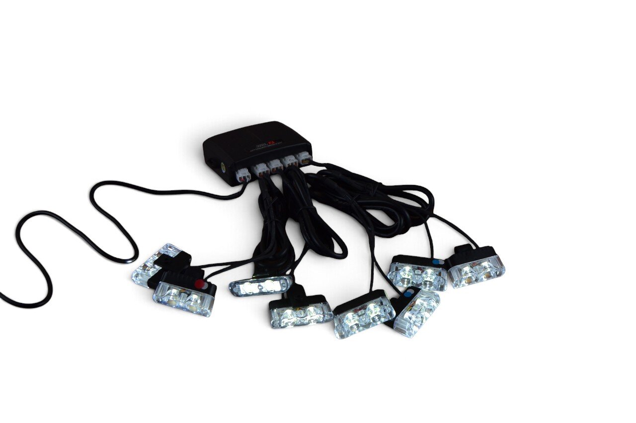 Стробоскоп LED з пультом 9202 6 NEW (білий + червоно-синій стробоскоп)
