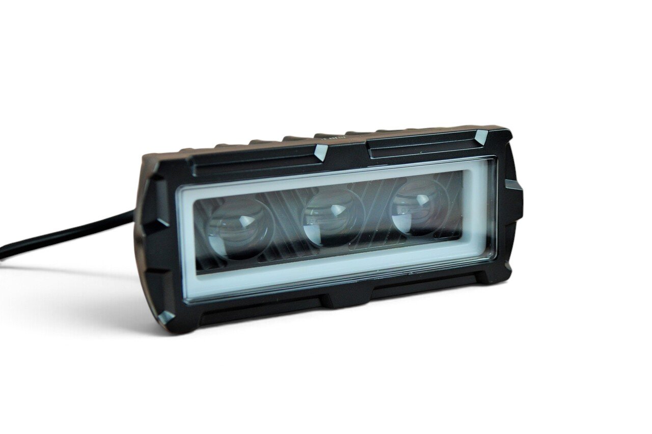 LED фара 30вт Білий + жовте світло та ходовий вогонь, Широкий промінь, з чіткою світлотіньовою межею