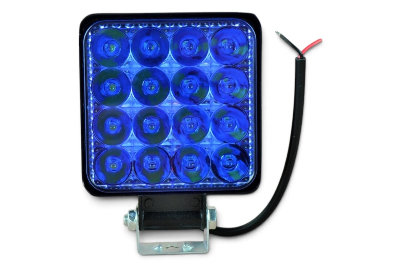 Фара LED квадратна синє світло 48 W 6000 K (16 діодів) (8.5 см х 8.5 см х 1.5 см) Mini
