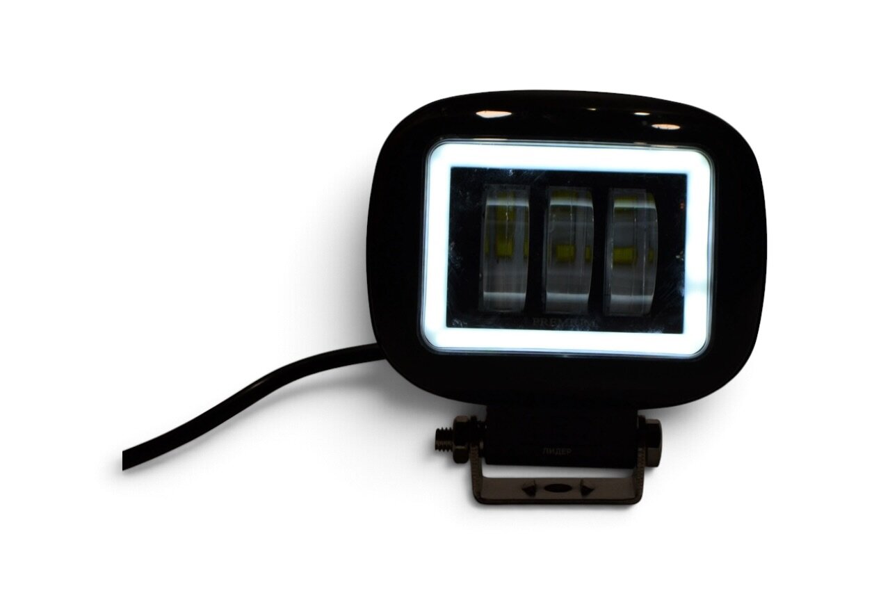 Додаткова світлодіодна LED фара 45Вт Квадратна (Black)+ Ангельські очі з чіткою світлотіньовою межею