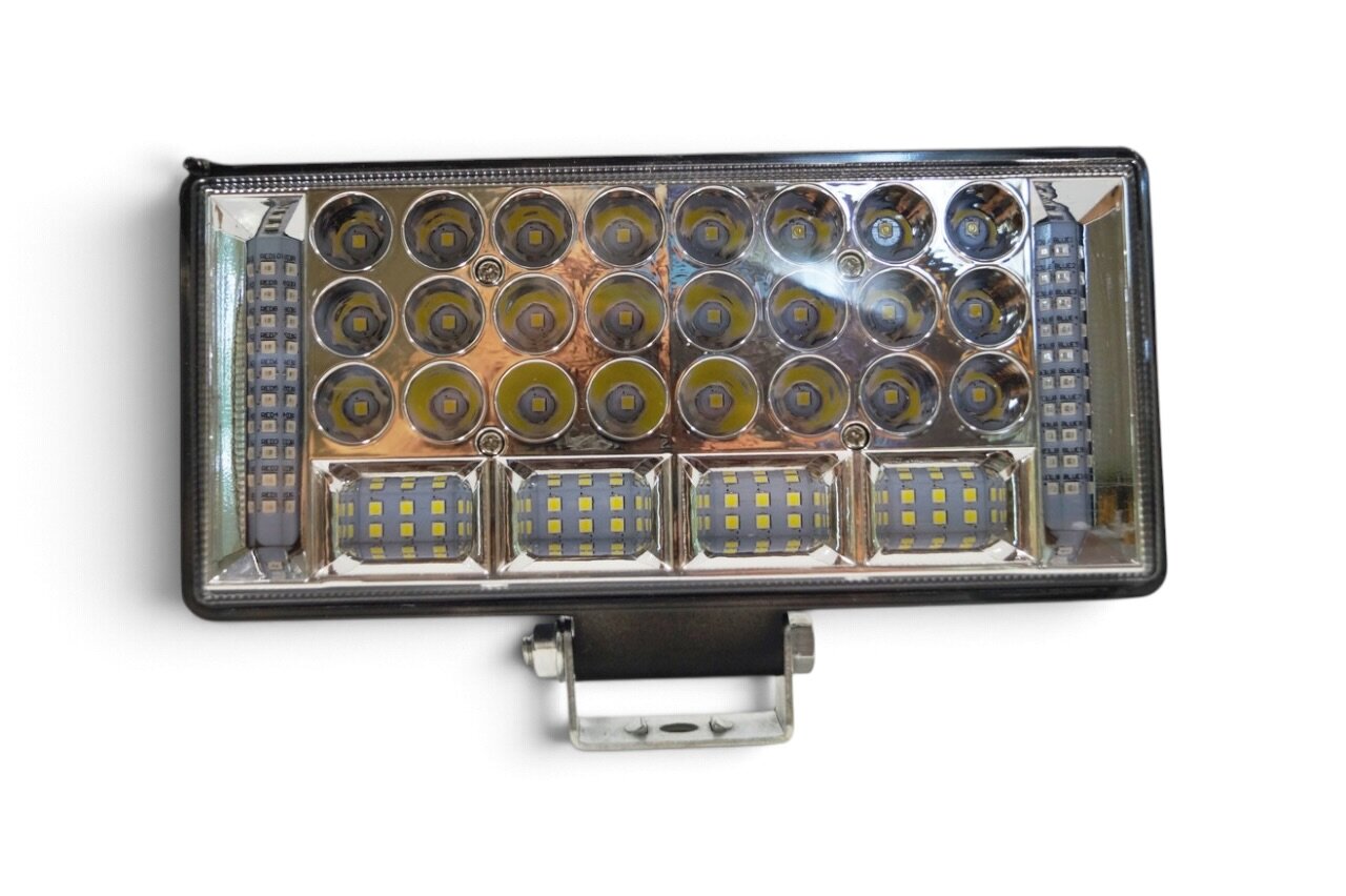 Фара LED прямокутна 204W 6000K (68 діодів) (ближній + дальний + стробоскоп жовтий)