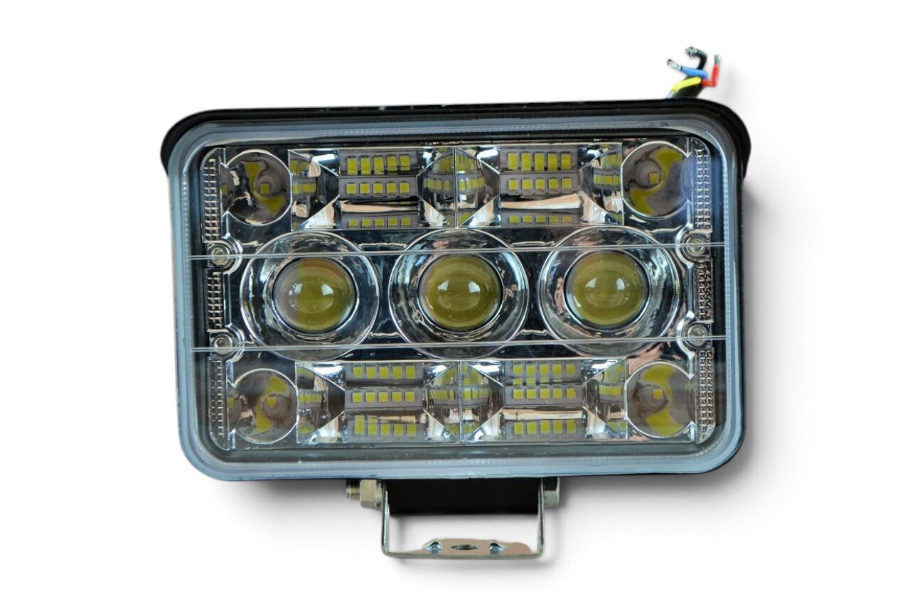Фара LED прямокутна 124W 6000K-3000К (27 діодів) (17см х 11,5 см х 6см) (ближній + дальній)