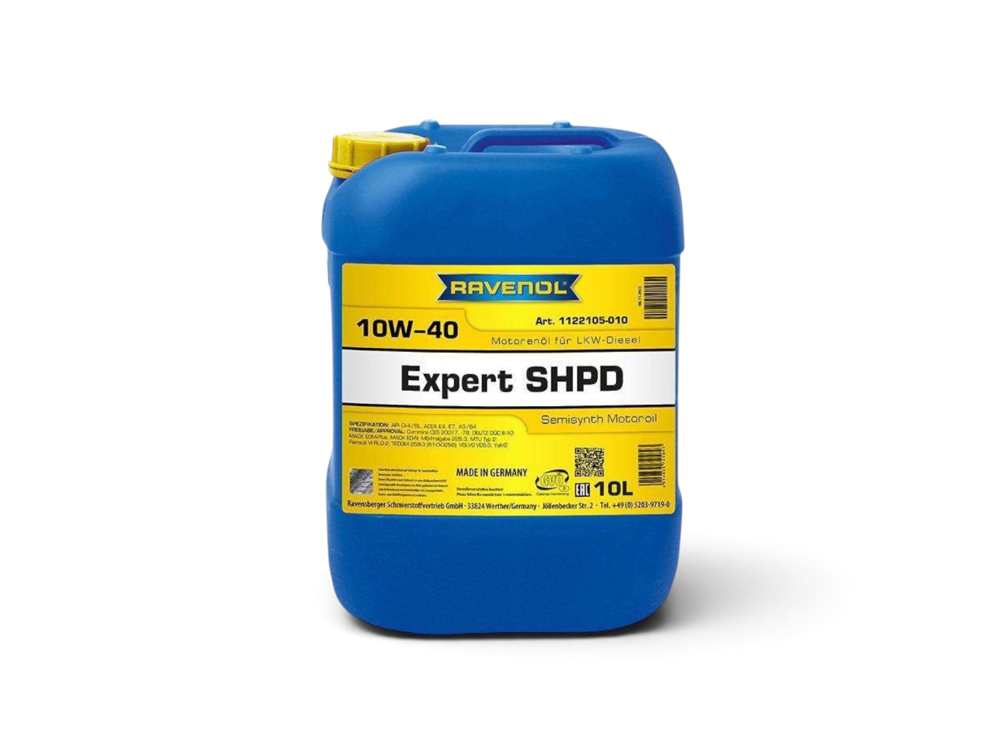 Масло Ravenol 10w-40 Expert SHPD "Semisynth" CI-4/SL, E4, Е7, A3/B4 (10л)