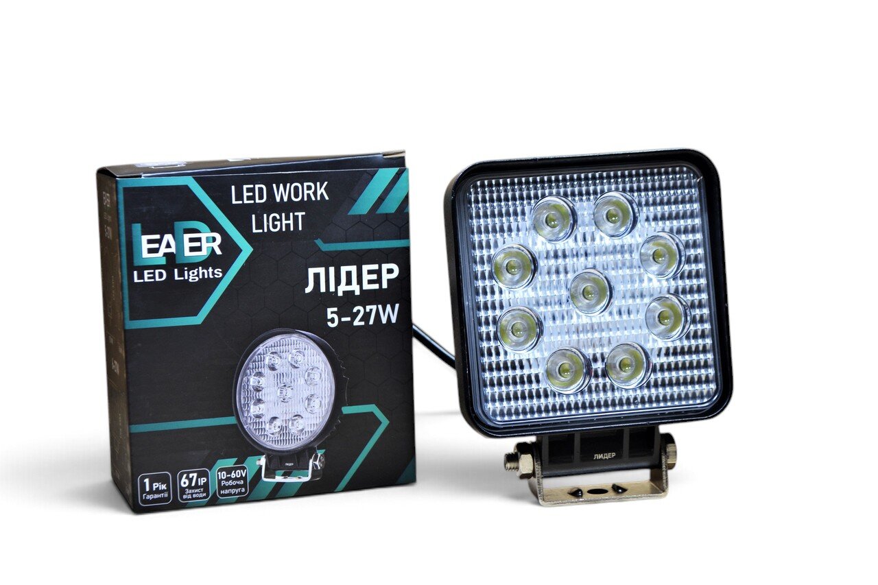 Світлодіодна LED фара робоча 27W/60° 27Вт,(3Вт*9ламп) Широкий промінь NEW LEADER