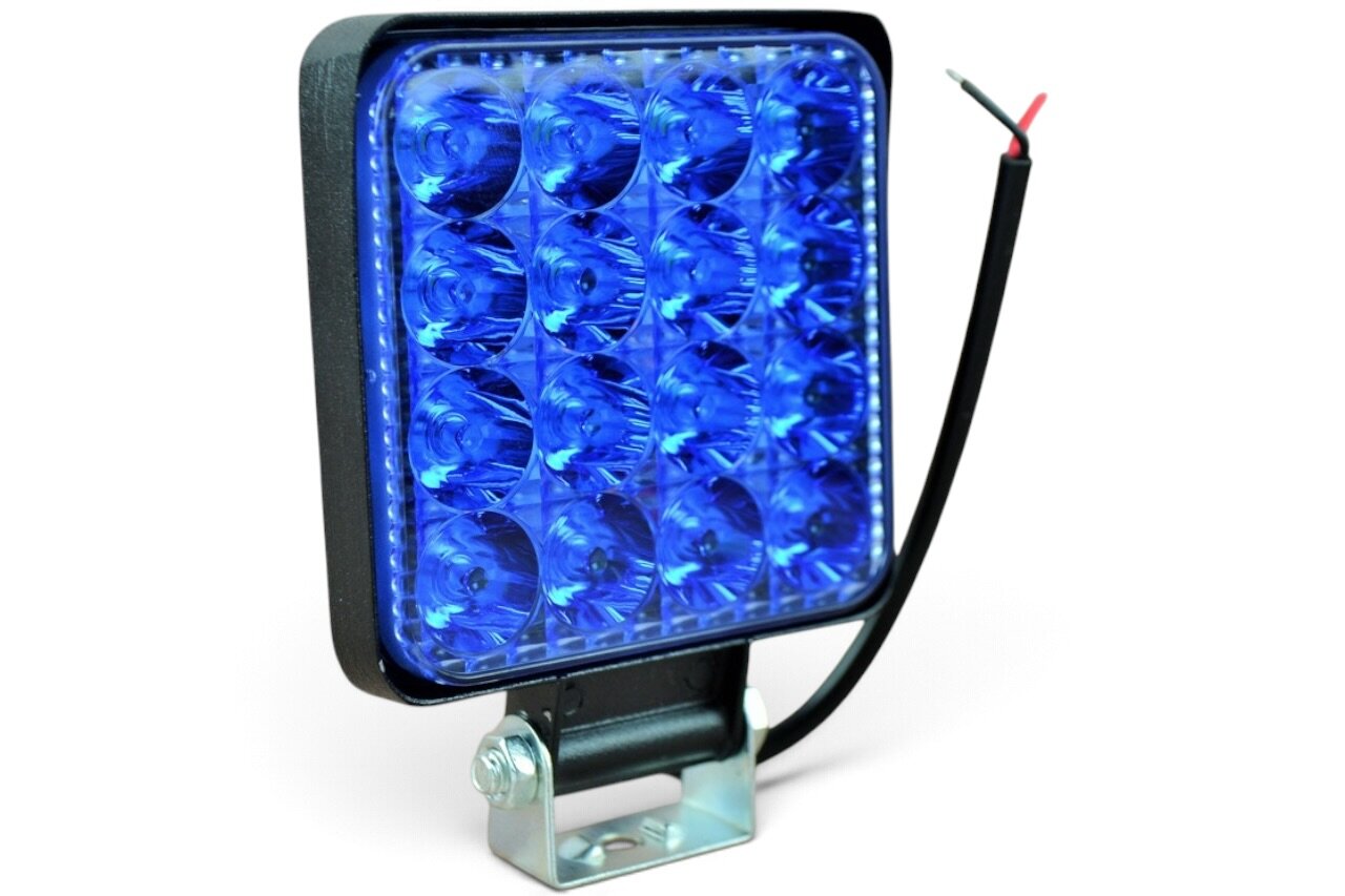 Фара LED квадратна синє світло 48 W 6000 K (16 діодів) (8.5 см х 8.5 см х 1.5 см) Mini