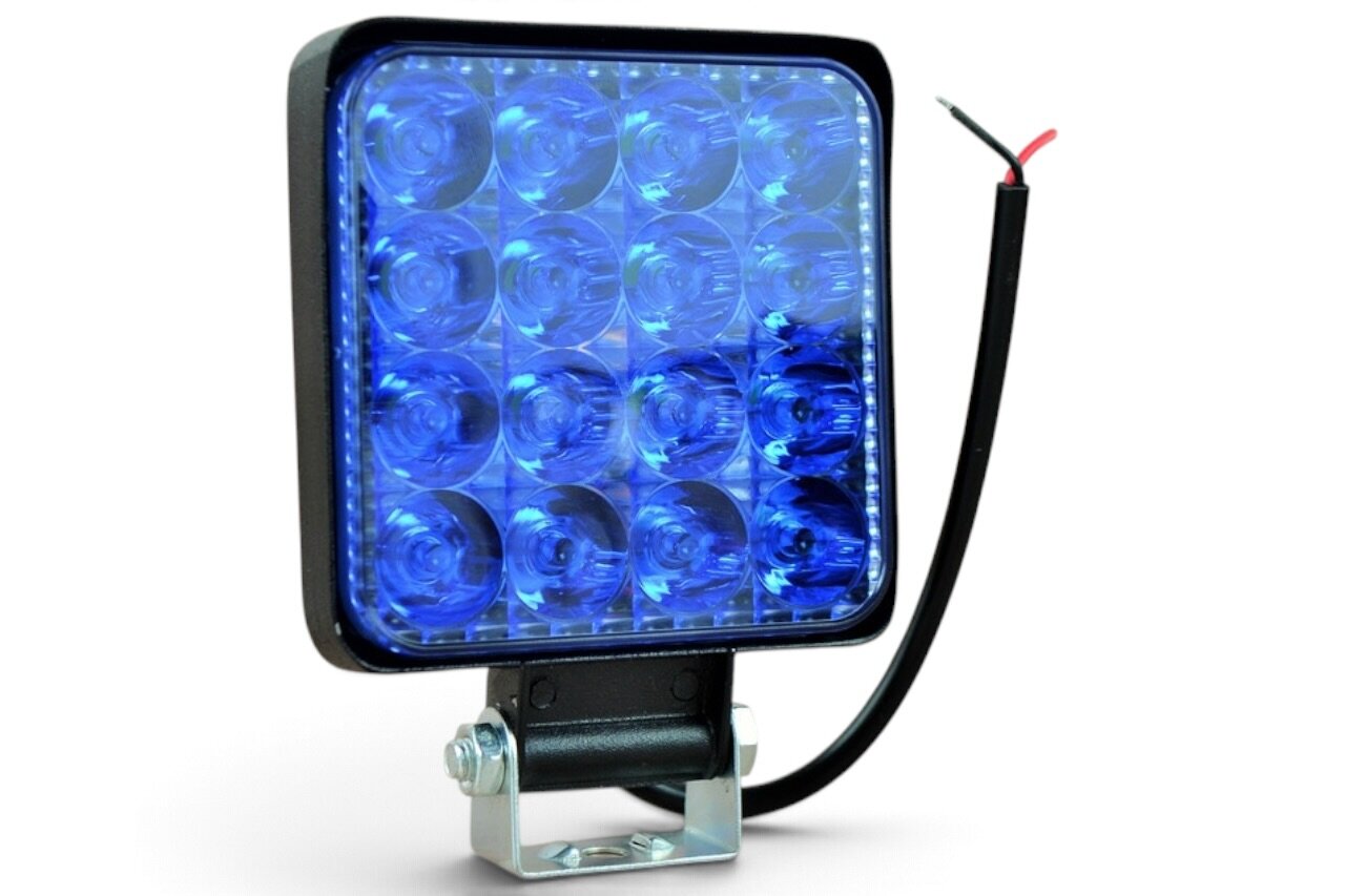Фара LED квадратна синє світло 48 W 6000 K (16 діодів) (8.5 см х 8.5 см х 1.5 см) Mini