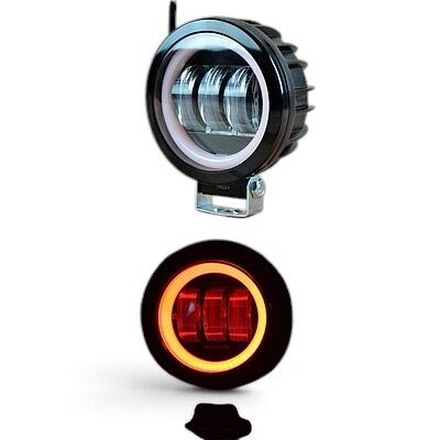 LED-фара 30Вт (30SR2-R) кругла з ДХО Червоного кольору з чіткою світлотіньовою межею (4059)