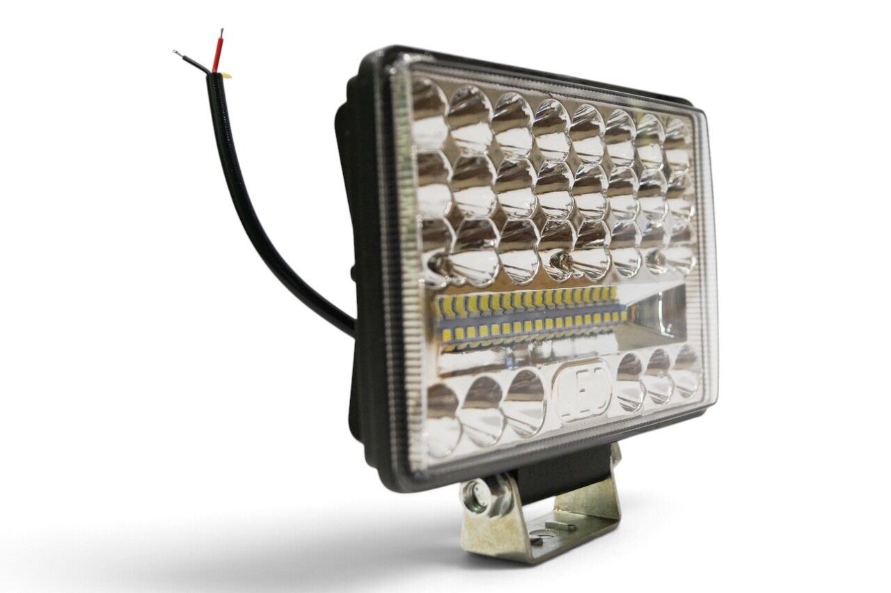 Фара LED прямокутна 144W 6000K (48 діодів) (15см х 11см х 3см) (ближній + дальній)