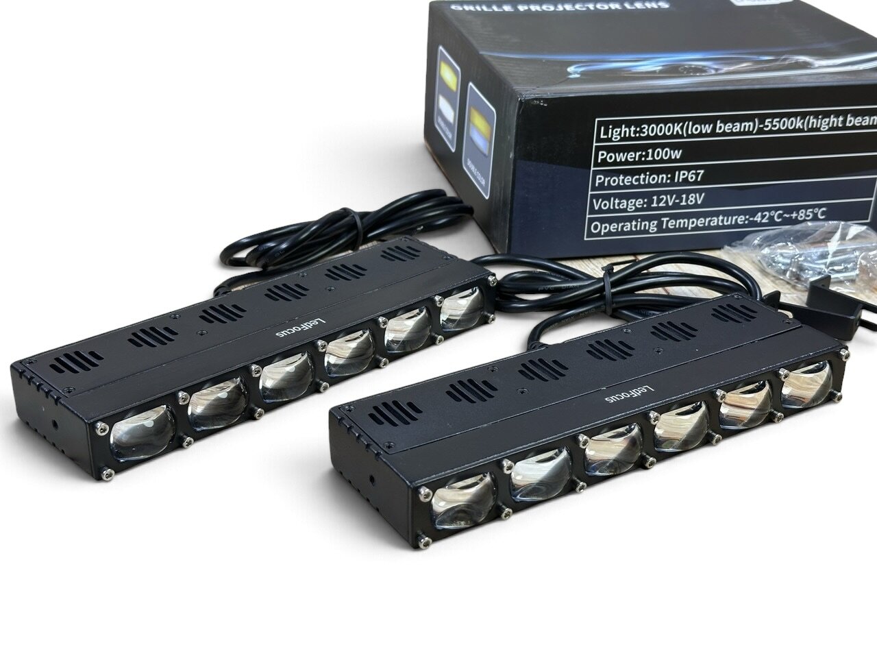 Led модуль L6 лінза (21,5см) з вентилятором (комплект 2шт) (LF-U231-01) (біле-жовте)