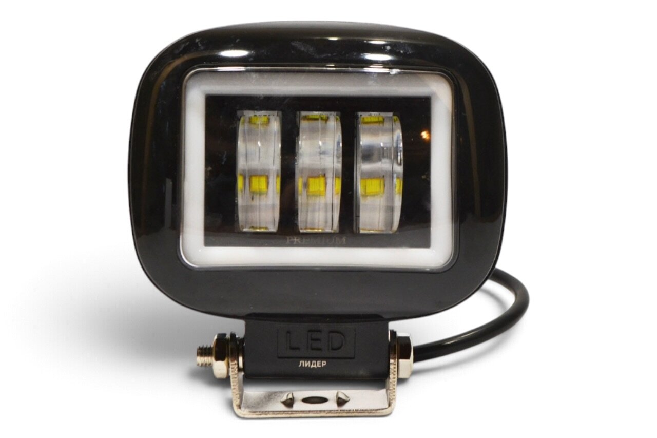 Додаткова світлодіодна LED фара 45Вт Квадратна (Black)+ Ангельські очі з чіткою світлотіньовою межею