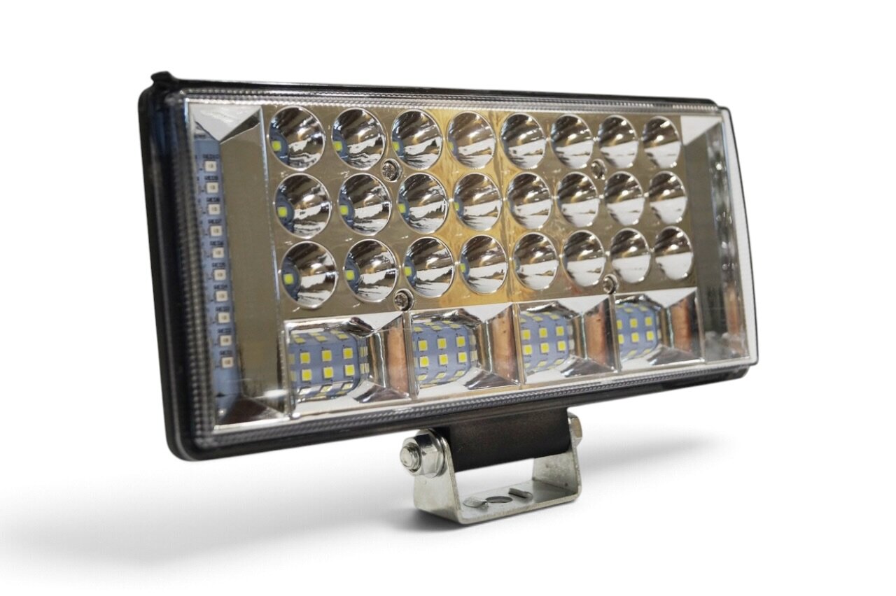 Фара LED прямокутна 204W 6000K (68 діодів) (ближній + дальний + стробоскоп жовтий)