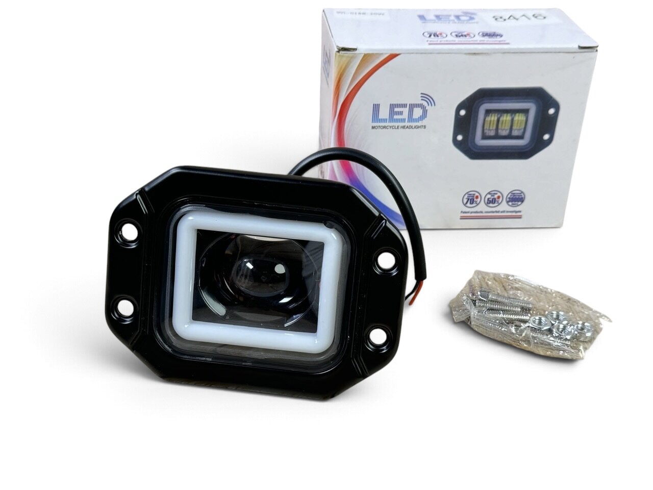 Світлодіодна фара StarLight WL-018B-30W 12-24V + Angel Eyes, білий/жовтий зі світлотіньовою межею (СТГ)
