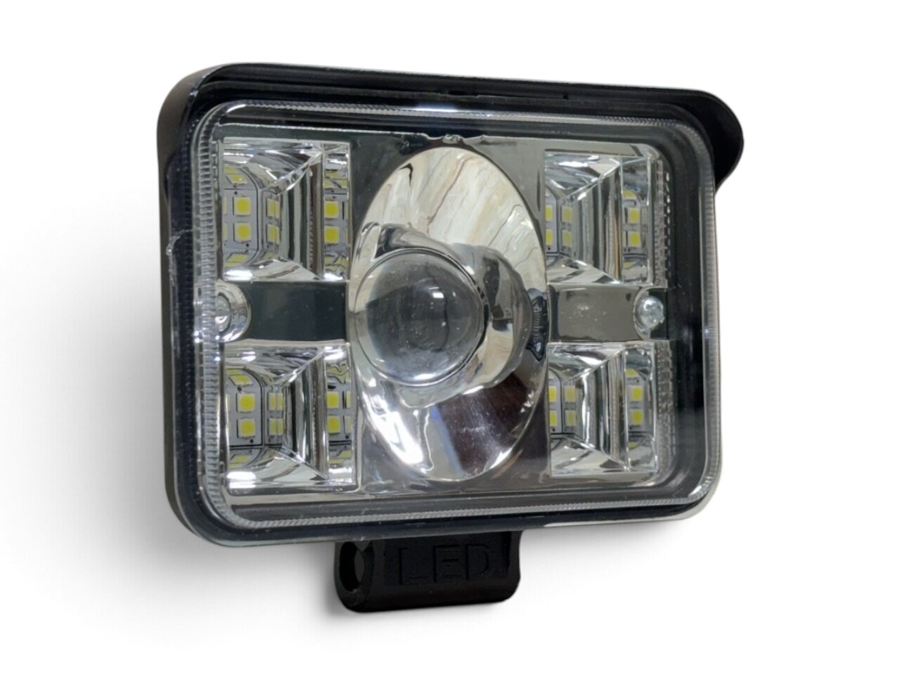 Фара LED прямокутна 58W 6000K-3000К (18 діодів) (11,5 см х 8 см  х 5 см) (ближній + дальній)