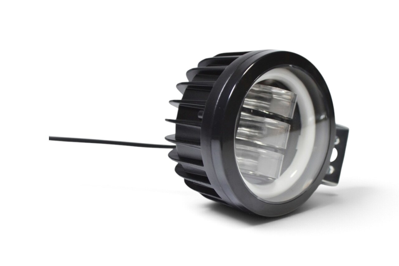 LED фара 30Вт ПЕРЕВЕРНУТА кругла з ДХО з чіткою світлотіньовою межею + Стробоскоп