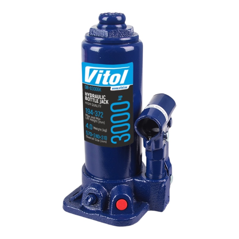 Домкрат гідравлічний телескопічний 3т min 194мм - max 372 мм VITOL